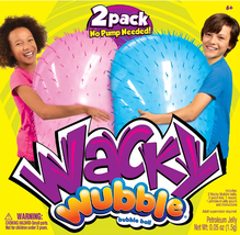 NEW Wacky Wubble Bubble Ball 2 Pack Kit w/ blue &amp; pink balls, patch kits, nozzle - £15.14 GBP
