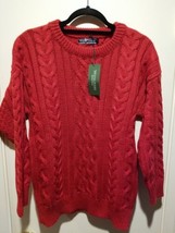 NWT Woolovers Red Cable Chunky  Knit Fisherman 100% British Wool Sweater... - £46.61 GBP