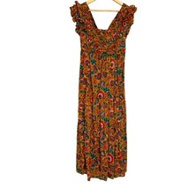 NWT House Of Harlow Boho Maxi Dress Women’s Small Mustard Floral Pattern Ruffle - £70.01 GBP