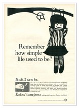 Kotex Tampons Remember How Simple Girl in Tree Vintage 1968 Print Magazi... - £7.75 GBP