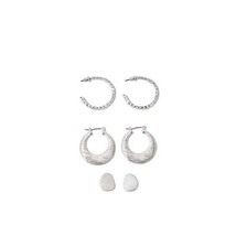 AVON PERFECT HORIZON 3 PAIR EARRING SET &quot;SILVERTONE&quot; (VERY RARE) ~ NEW S... - £14.76 GBP