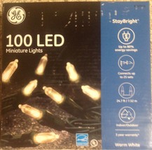 GE White Miniature Christmas Lights 100 LED Green Wire Indoor/Outdoor NEW - $14.80