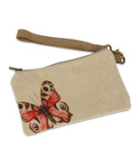 Butterfly Zip Wallet Leather Carrying Strap Flax Color With Zipper Closu... - £17.34 GBP