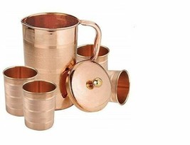 Handgefertigter Wasserkrug aus reinem Kupfer mit 4 Bechern für... - £29.15 GBP