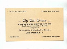The Tall Cedars Business Card Lake Katrine New York Brick Heated Cabins ... - $15.84