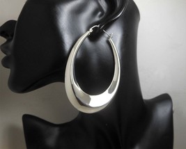 Chunky Oval Hoop Earrings, 925 Sterling Silver, Lightweight Puffy Earrings  - £110.27 GBP