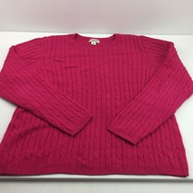 St. John&#39;s Bay Classic Cable Knit Womens Sweater Hot Pink Scoop Neck Size XL - £23.96 GBP