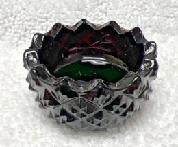 Vintage Black Purple Diamond Point Glass Open Salt 1 5/8 W x 7/8 T - $14.36