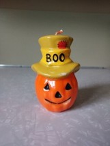 Vintage Halloween Jack-O-Lantern Pumpkin Scarecrow Head &quot;BOO&quot; Candle Unused - £7.50 GBP