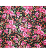 Bright Flowers Fabric Duck Cloth Similar To Canvas Pink Burnt Orange Kel... - $19.00