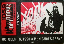 Billy Idol Charmed Life Backstage Pass Original 1990 Rock Concert New Wave Punk - £15.76 GBP