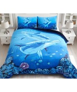 DOLPHINS BLUE BLANKET  WITH SHERPA VERY SOFTY THICK &amp; WARM 3 PCS KING SIZE - $1,272.89 MXN
