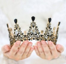 AW BRIDAL Black Baroque Crown for Women Gothic Queen Crown for Wedding T... - $19.75