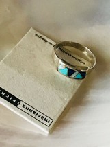 Estate Marianna Richard Sterling Silver Band w Turquoise &amp; Opal Mosaic Ring Size - £53.11 GBP