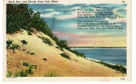 Vintage Sand Sea Clouds Cape Cod MA Postcard poem beach landscape linen - £3.15 GBP