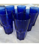 Cobalt Blue 8 Panel Tumblers  5.5&quot; Tall Made in France Lot Of 8 - $111.07 CAD
