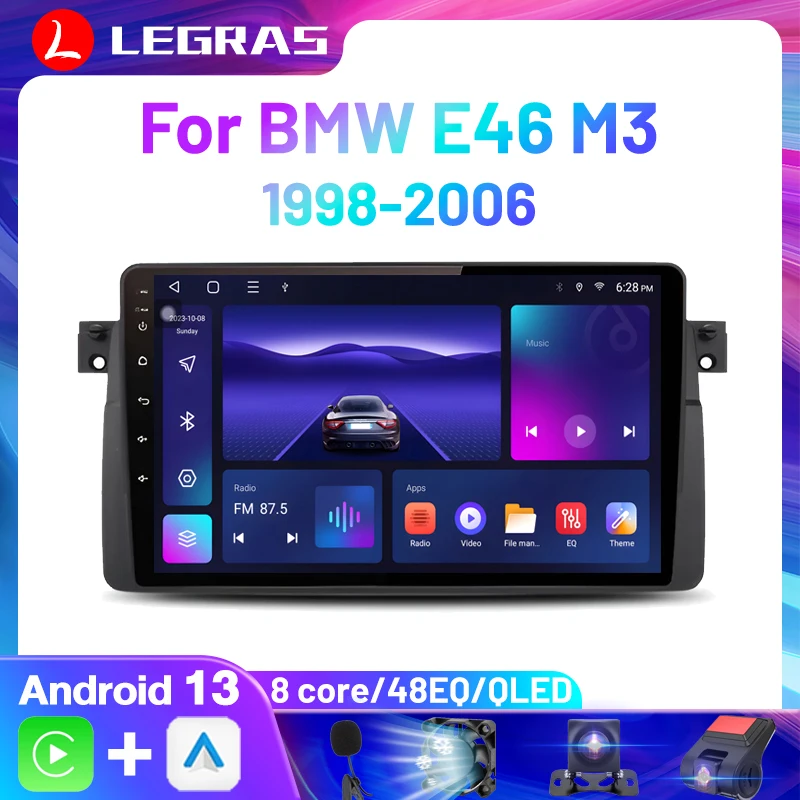 Android 13 carplay android auto radio for bmw e46 m3 318 320 325 330 335 4g thumb200