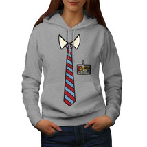 Wellcoda Full Time Geek Womens Hoodie, Fake Tie Casual Hooded Sweatshirt - £28.52 GBP