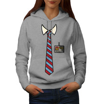 Wellcoda Full Time Geek Fake Tie Womens Hoodie - £32.18 GBP