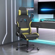 Massage Gaming Chair with Footrest Black and Light Green Fabric - $179.49