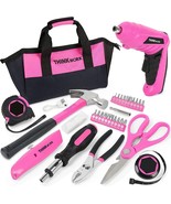 THINKWORK 41-Piece Pink Tool Set - Ladies Hand Tool Set with 3.6V Rotatable - £44.87 GBP