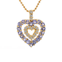 0.75 Carat Tanzanite Diamond Heart Pendant 14K Yellow Gold - £290.41 GBP