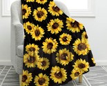 Black 50&quot; X 60&quot; Jekeno Sunflower Gifts Blanket, Double Sided Print Throw... - $39.96
