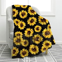 Black 50&quot; X 60&quot; Jekeno Sunflower Gifts Blanket, Double Sided Print Throw Soft - £30.00 GBP