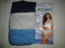 New Jockey Elance Women&#39;s 3 French Cuts Cotton Panties #1280 Blue/Polka Dot Sz 8 - £16.57 GBP