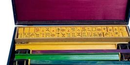 Vintage Mah Jong Set, Bakelite Butterscotch 154 Tiles & 5 Racks Case image 8