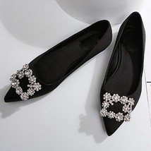 Women Flats Wedding Shoes Rhinestone Pointed Toes Cinderella Cryatal Shoes Flat  - £38.32 GBP