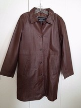 CENTIGRADE LADIES BROWN LEATHER COAT-M-EXCELLENT-LOOKS UNWORN-SOFT/PLIABLE - £19.43 GBP