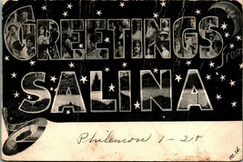 Large Letter Greetings From Salina Kansas KS 1909 UDB Postcard T15 - £32.46 GBP