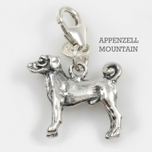 Appenzell Mountain Dog Charm 3D Solid Sterling Silver Perfect for a brac... - $47.52