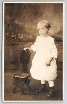 RPPC Little Cutie Patootie SweetChild Edwardian Dress Tiny Chair Postcard B28 - £7.89 GBP