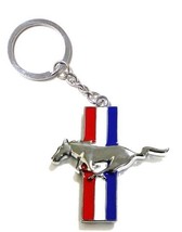 Ford Mustang Logo Silver Metal Keychain Key Chain Ring  - $240.01 MXN