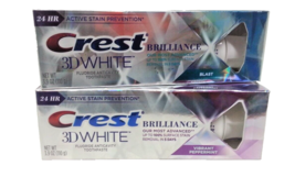 2 Crest 3DWhite Brilliance Blast &amp; Vibrant Peppermint Teeth Whitening Toothpaste - £7.37 GBP