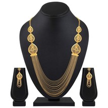 22K Gold Plated Long multilayer Chain Traditional Necklace Jewelry Set for Women - £16.42 GBP