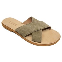 Suede chaki brown criss cross handmade sandals - £43.03 GBP