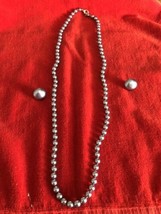 Blue Metal Pearl Necklace &amp; Earings NEW - $29.70