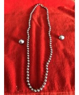 Blue Metal Pearl Necklace &amp; Earings NEW - £23.73 GBP