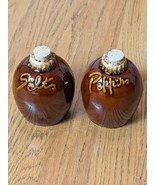  Hull Brown Drip Pottery Oven Proof USA Large Salt &amp; Pepper Shakers w/Corks - $10.79