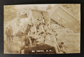 1909 Antique Rppc So Keene Nh Wabash Train Wreck Photograph Dec 6 Rr Children - £37.78 GBP