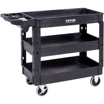 VEVOR Utility Service Cart, 3 Shelf 550LBS Heavy Duty Plastic Rolling Ut... - $174.76