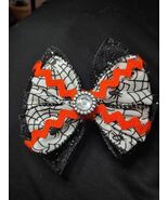 Halloween Spiderweb Bow: Orange &amp; Black Hair Accessory - $15.00