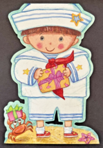 Vintage Hallmark Diecut Sailor Boy&#39;s Happy Birthday Card New Unused SKU B8 - $14.99
