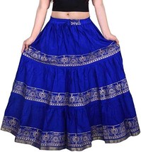 Women Wrap around skirt Jaipur Maxi 38&quot; (Free Size upto 46&quot;-XXXL)T15 Blue - £25.75 GBP