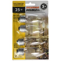 Sylvania Lighting 13331 25W B10 Dbl Life Bulb (4 Pack), Clear - £11.98 GBP