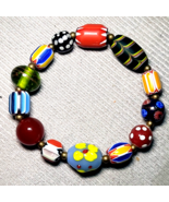Bracciale vintage con perle di vetro stile veneziano africano #BR6 - $35.18 CAD
