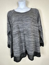 Faded Glory Womens Plus Size 3X Gray Heathered Knit Scoop Top 3/4 Sleeve - £10.40 GBP